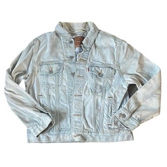 Levis Vintage Light Wash Cotton Denim Trucker Jacket Floral Embroidery Mens M